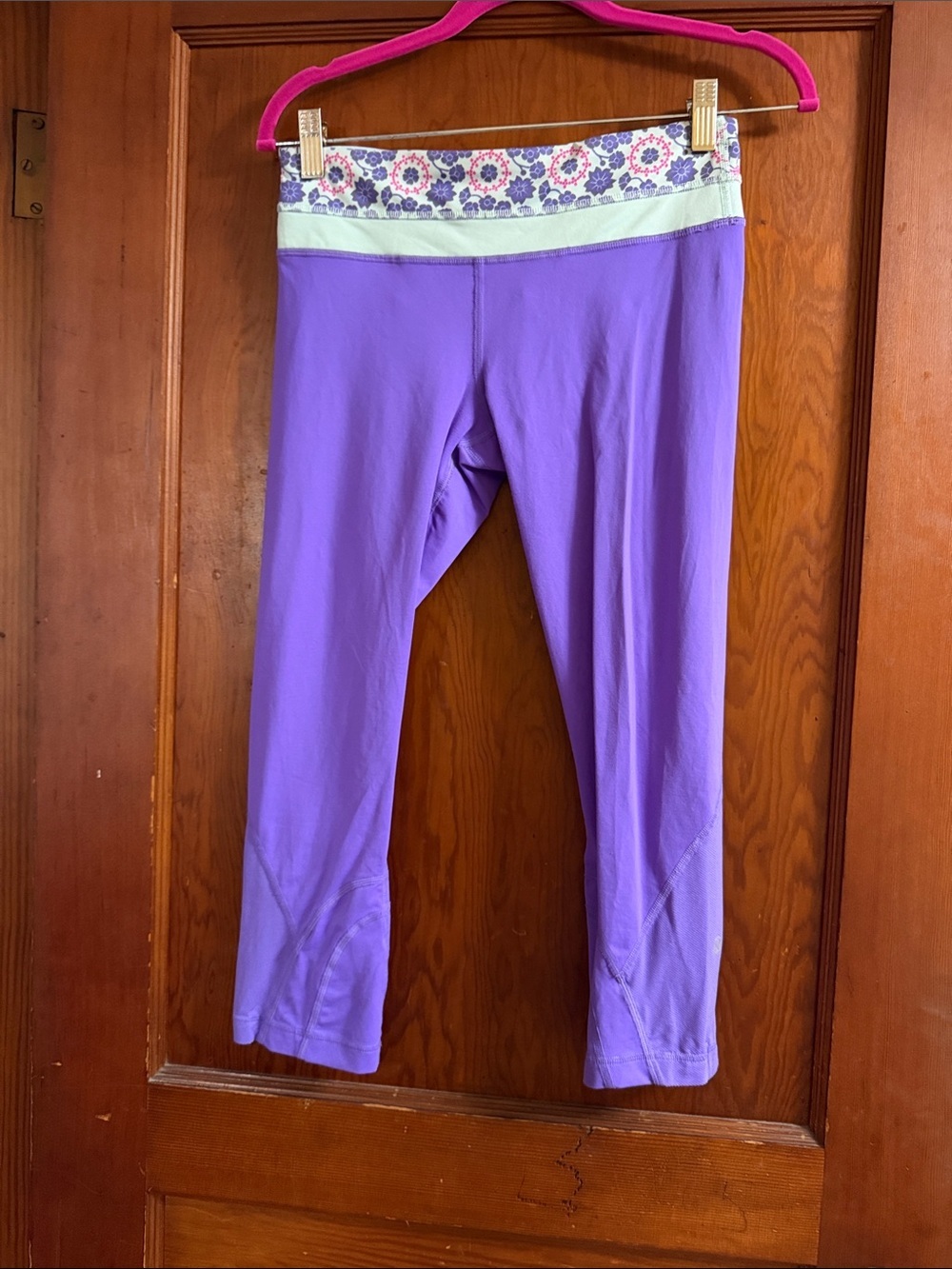 lululemon athletica Purple Capri Leggings with Floral Waistband